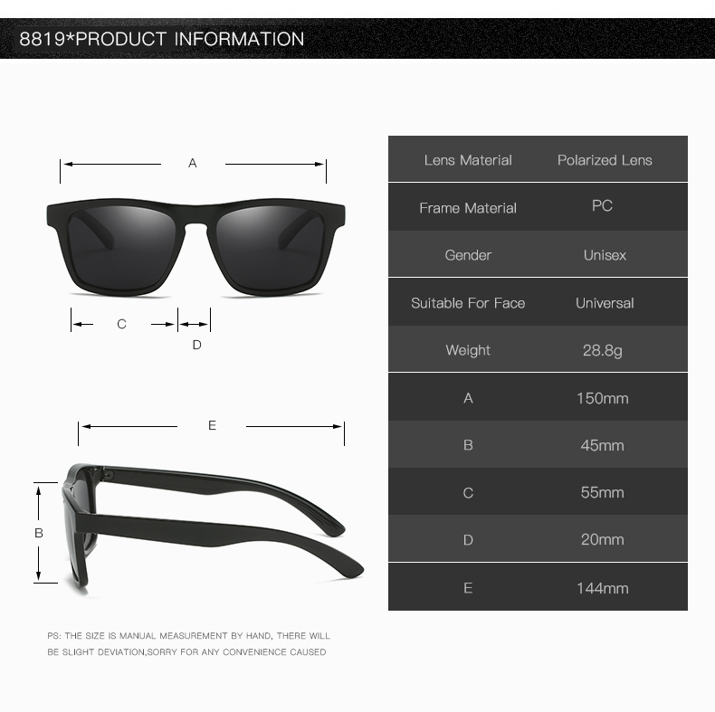 Classic Plastic Frame Uv400 Driving Shades High Quality Custom logo Men Polarized Sunglasses Details and Specifications
