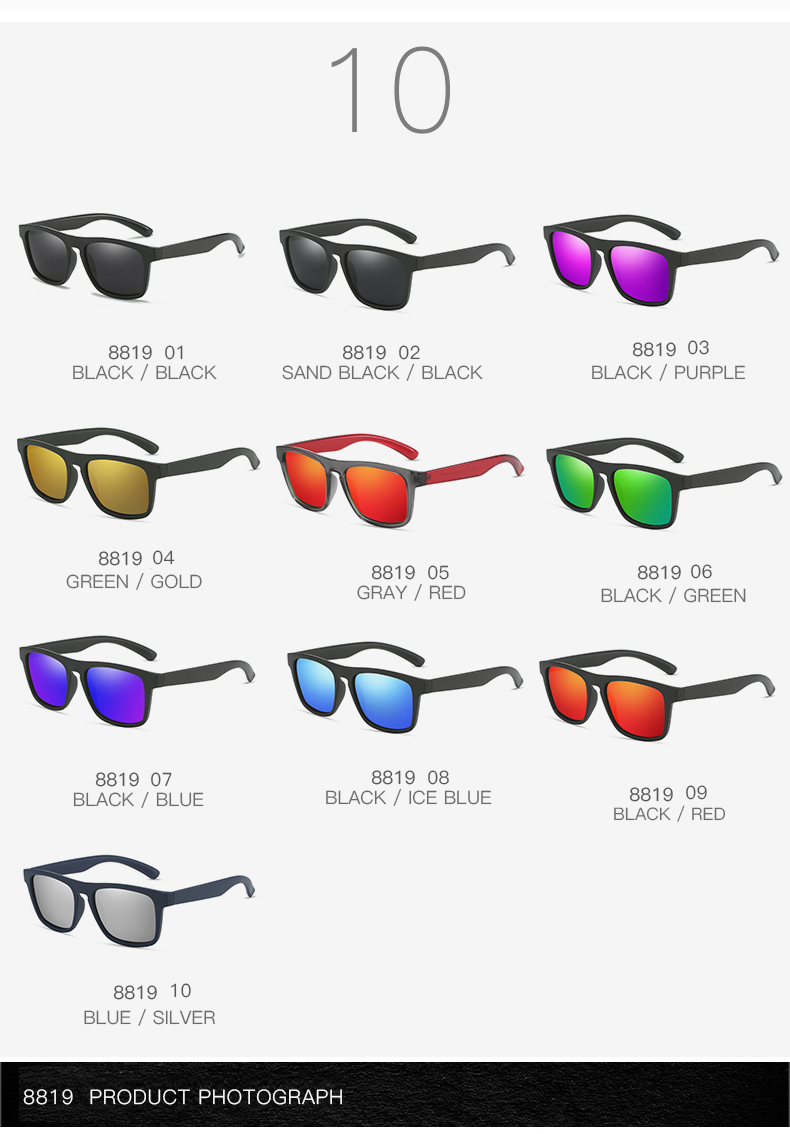 Classic Plastic Frame Uv400 Driving Shades High Quality Custom logo Men Polarized Sunglasses Details and Specifications