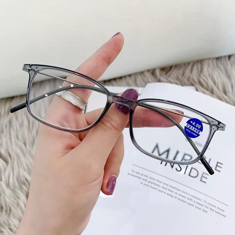 New Style Slim Full Frame Square Plastic Reading Glasses Ultra Light HD Anti Blue Light Fashion Readers Custom Eyewear