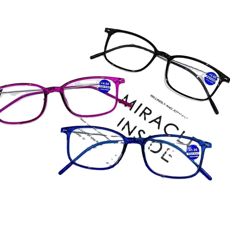 New Style Slim Full Frame Square Plastic Reading Glasses Ultra Light HD Anti Blue Light Fashion Readers Custom Eyewear