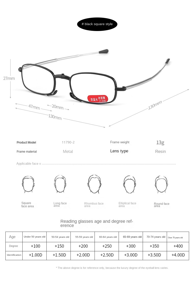 Folding Reading Glasses High Quality Anti Blue Light Portable Metal Reading Glasses Details and Specifications