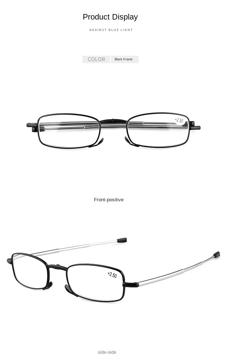 Folding Reading Glasses High Quality Anti Blue Light Portable Metal Reading Glasses Details and Specifications