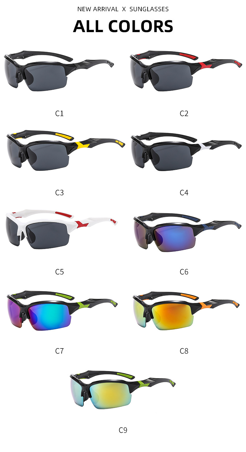 Trendy Sports Sunglasses - UV Protection for Driving and Running / $0.93 per pair (Wholesale Price) Details and Specifications