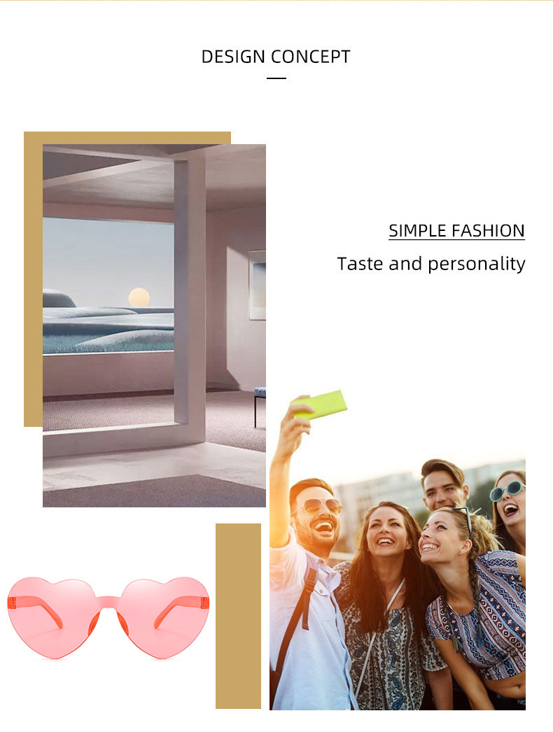 Heart-Shaped Sunglasses / $0.38 per pair (Wholesale Price) Details and Specifications