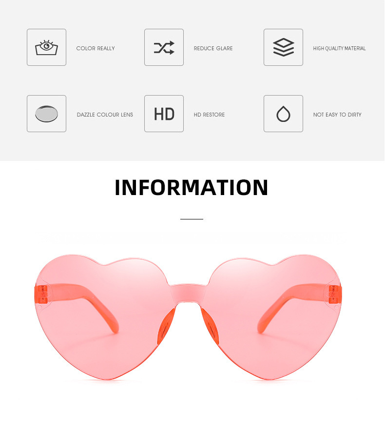 Heart-Shaped Sunglasses / $0.38 per pair (Wholesale Price) Details and Specifications