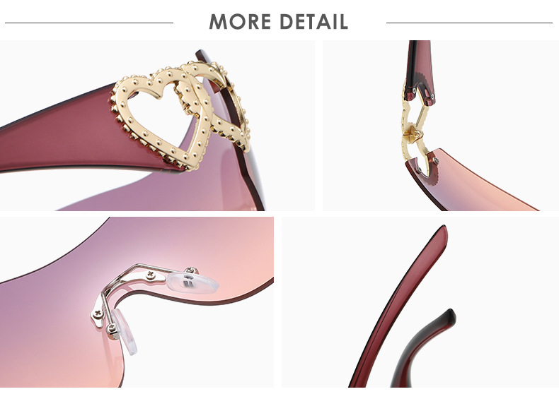 Frameless Double Heart Sunglasses - Trendy UV Protection / $2.69 per pair (Wholesale Price) Custom Eyewear