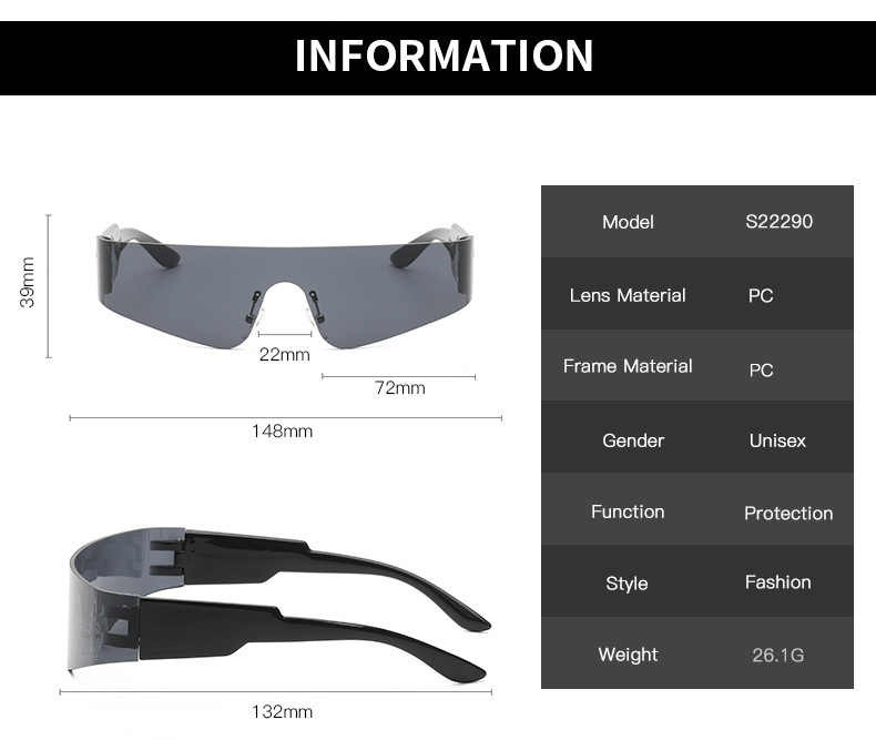 Punk Tech Sunglasses - Futuristic UV Protection for Party Style / $1.55 per pair (Wholesale Price) Custom Eyewear