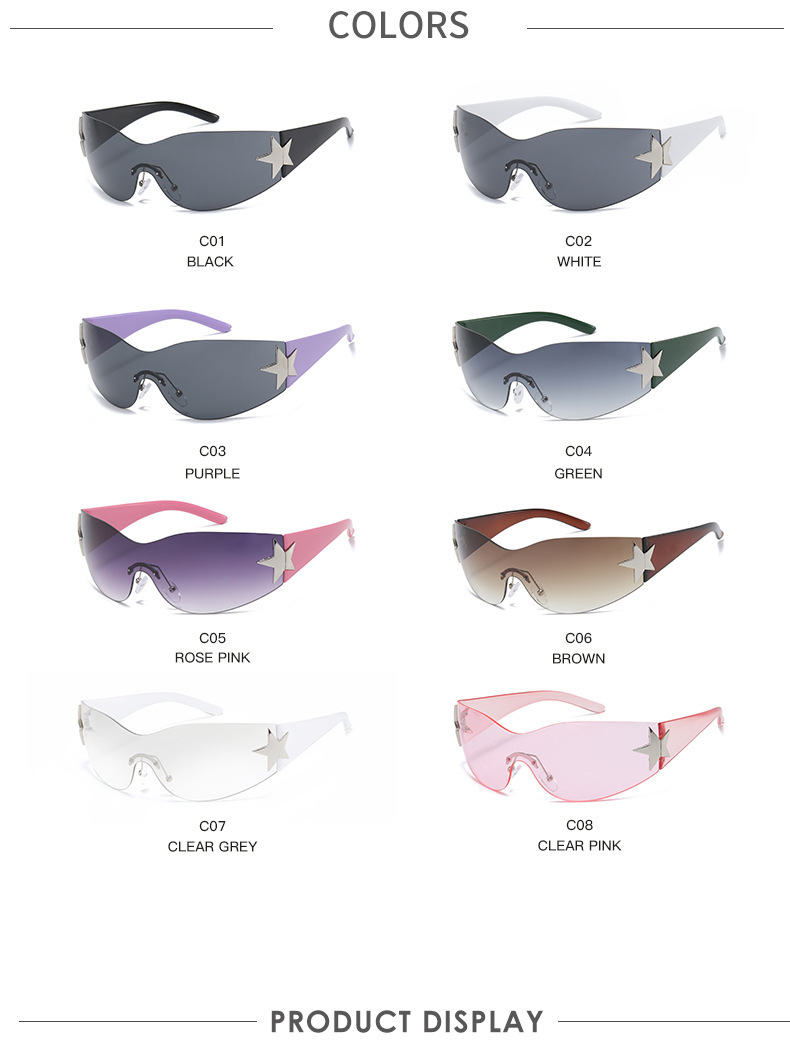 Star-Shaped Retro Sunglasses - Oversized Unisex Glasses / $1.97 per pair (Wholesale Price) Details and Specifications