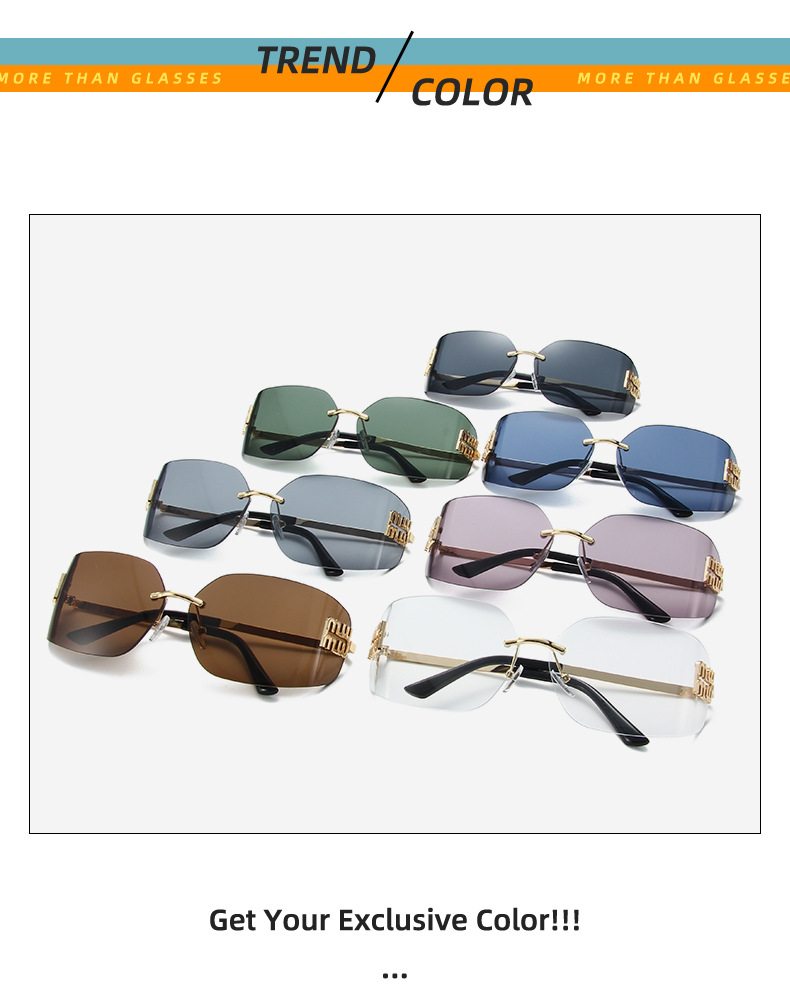 Retro Round-Square Sunglasses - High-End Letter Decor / $1.97 per pair (Wholesale Price) Details and Specifications