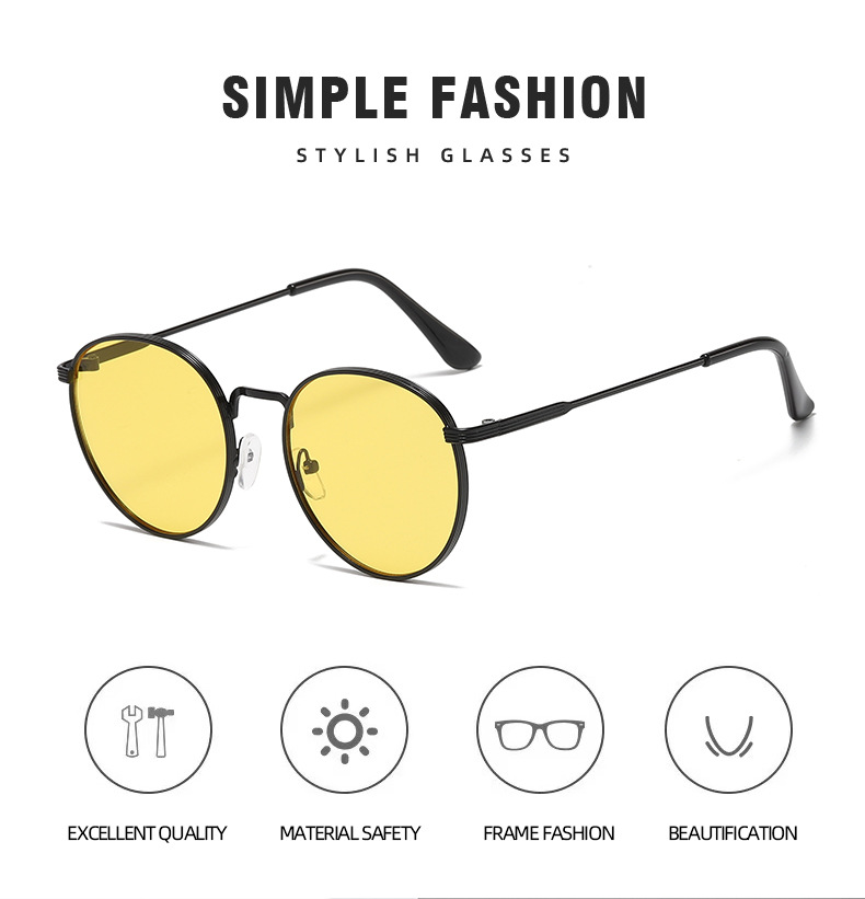 Metal Frame Oval Sunglasses - Trendy Ocean Lens / $1.14 per pair (Wholesale Price) Details and Specifications