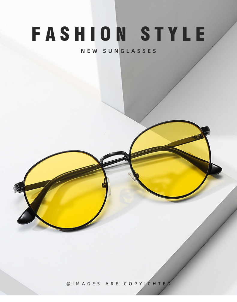 Metal Frame Oval Sunglasses - Trendy Ocean Lens / $1.14 per pair (Wholesale Price) Details and Specifications