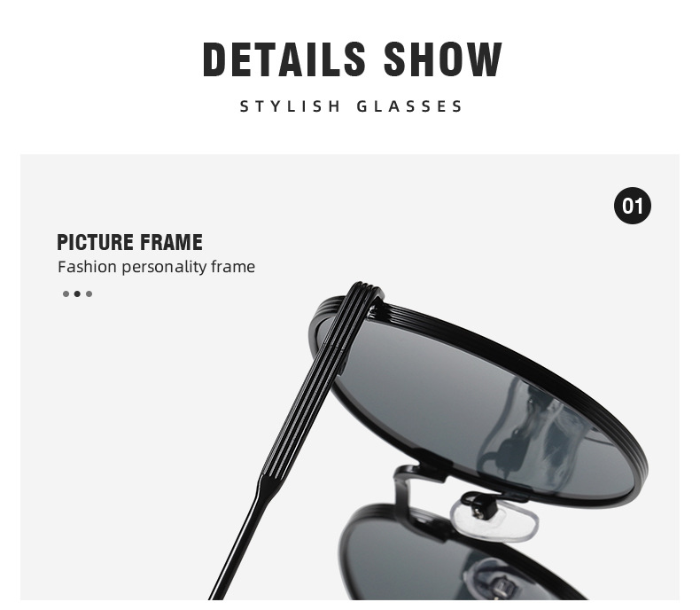 Metal Frame Oval Sunglasses - Trendy Ocean Lens / $1.14 per pair (Wholesale Price) Details and Specifications