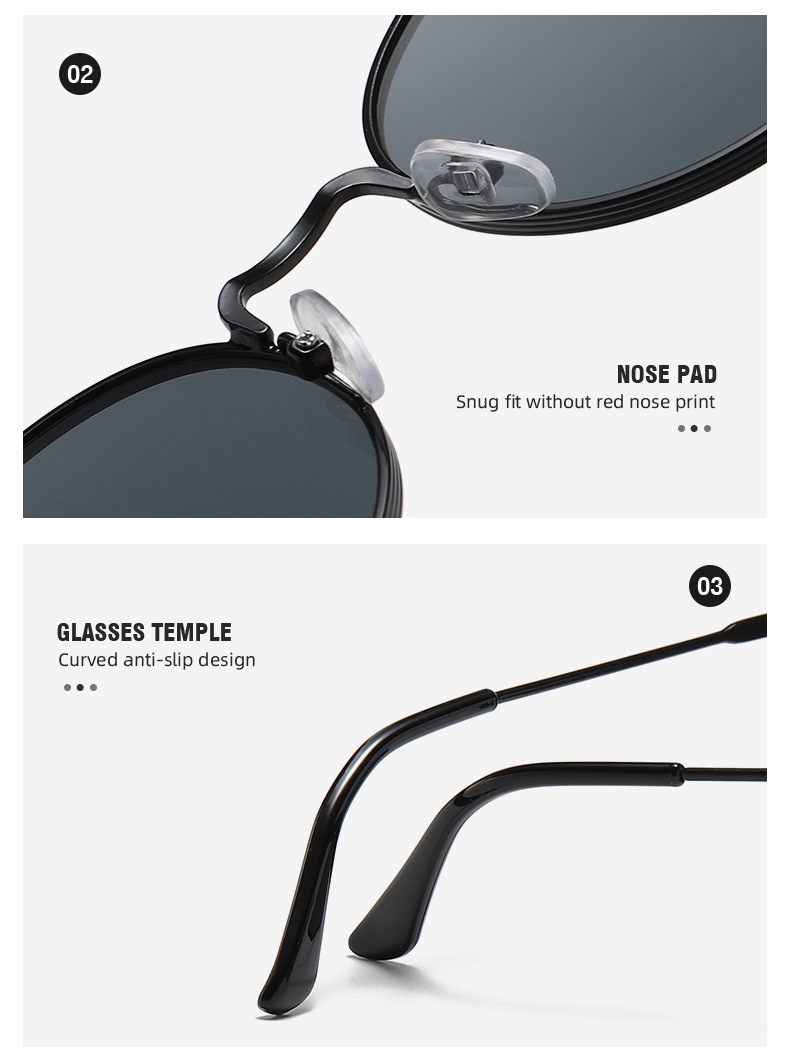 Metal Frame Oval Sunglasses - Trendy Ocean Lens / $1.14 per pair (Wholesale Price) Details and Specifications