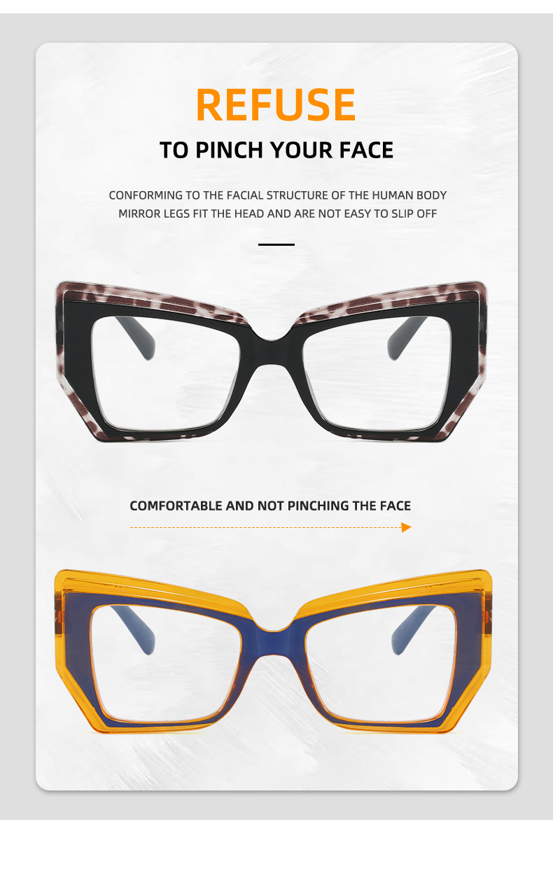 Cat-Eye Blue Light Glasses - Artistic Oversized Frame / $0.72 per pair (Wholesale Price) Details and Specifications