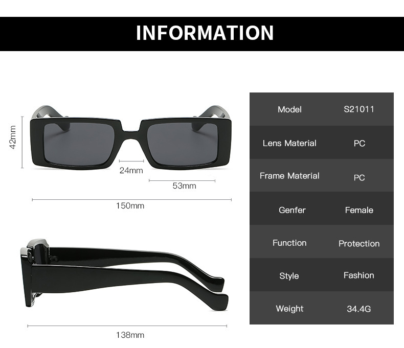 Retro Square Sunglasses / $0.74 per pair (Wholesale Price) Details and Specifications