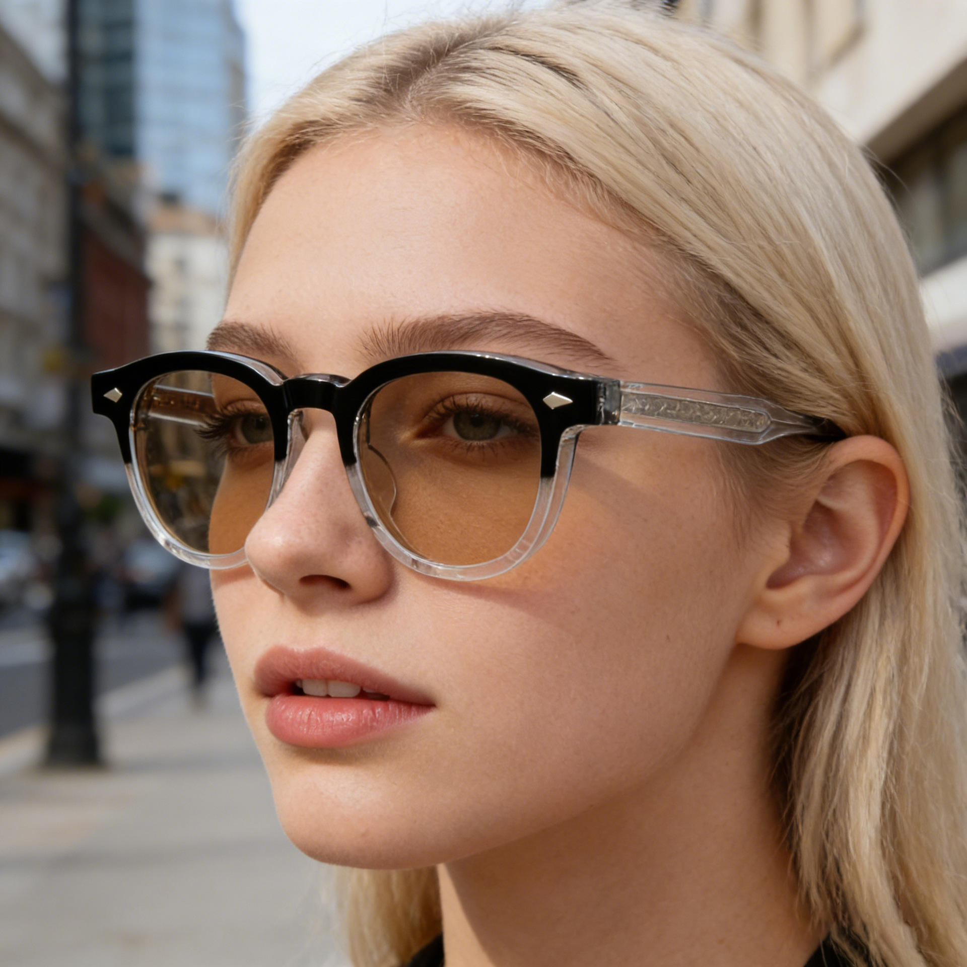 Chic Women's Square Photochromic Sunglasses - Euro-American Fashion, Acetate Frames with Pin Hinges, and UV Protection for Outdoor Use. Details and Specifications