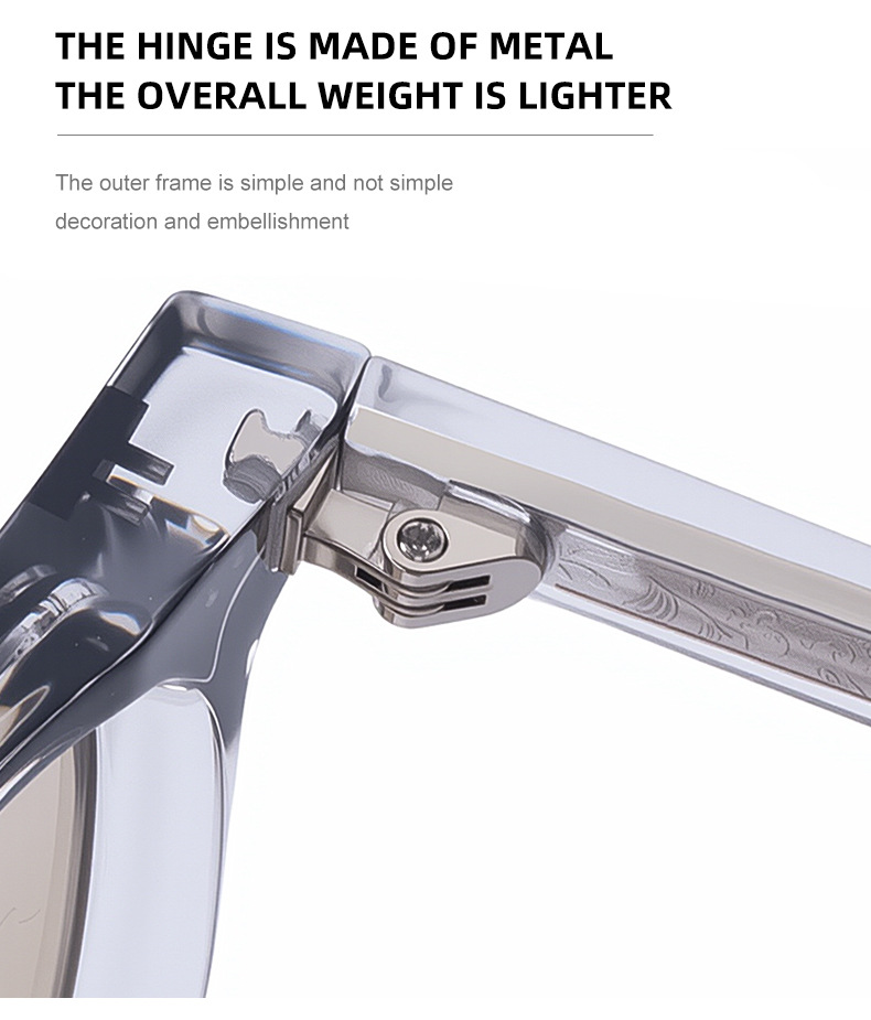 Chic Women's Square Photochromic Sunglasses - Euro-American Fashion, Acetate Frames with Pin Hinges, and UV Protection for Outdoor Use. Details and Specifications