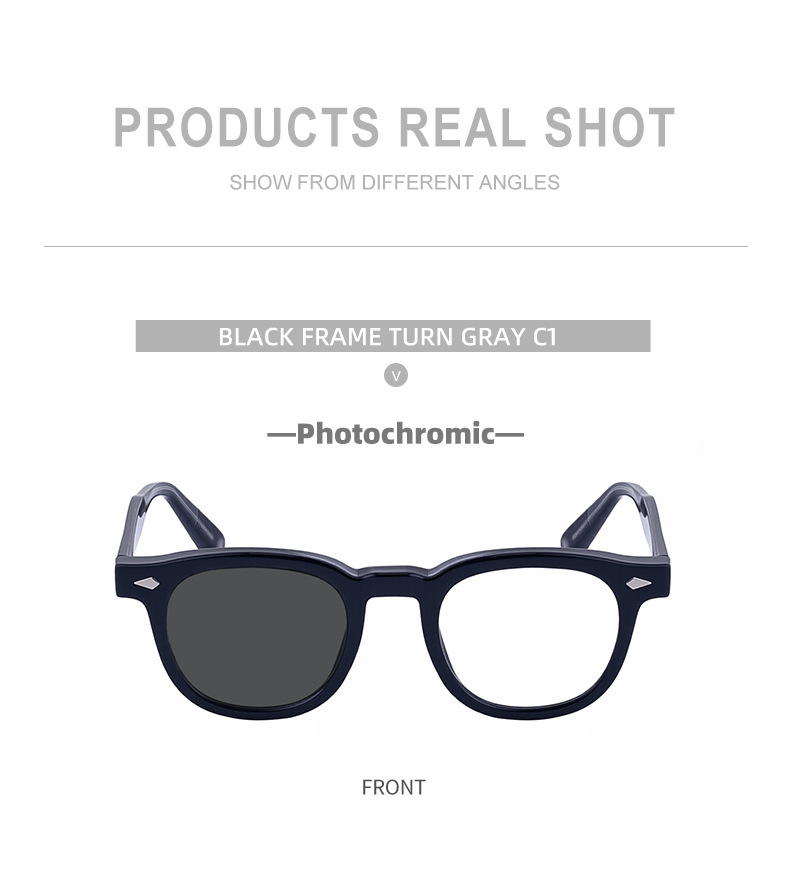 Chic Women's Square Photochromic Sunglasses - Euro-American Fashion, Acetate Frames with Pin Hinges, and UV Protection for Outdoor Use. Details and Specifications