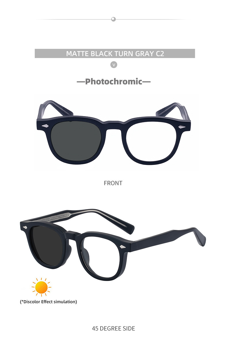 Chic Women's Square Photochromic Sunglasses - Euro-American Fashion, Acetate Frames with Pin Hinges, and UV Protection for Outdoor Use. Details and Specifications