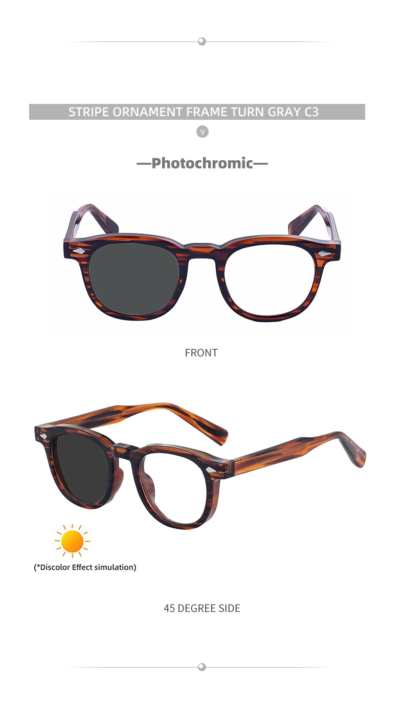 Chic Women's Square Photochromic Sunglasses - Euro-American Fashion, Acetate Frames with Pin Hinges, and UV Protection for Outdoor Use. Details and Specifications