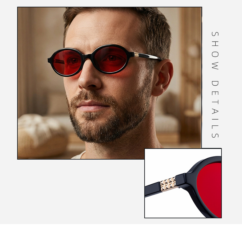 2026 New Red Dual-Use Glasses - Fashion Oval Frames for Blue Light Blocking Details and Specifications