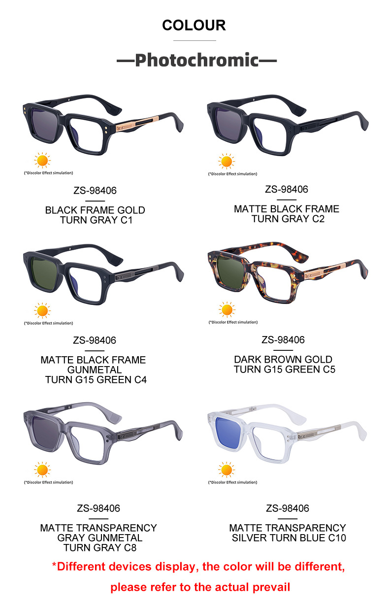 2026 New Men's Chic Square Photochromic Sunglasses. Personalized Outdoor Gear with UV400 Protection Details and Specifications