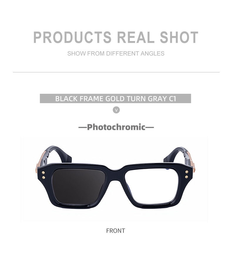 2026 New Men's Chic Square Photochromic Sunglasses. Personalized Outdoor Gear with UV400 Protection Details and Specifications