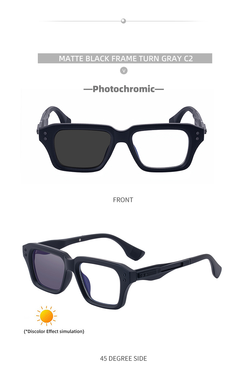 2026 New Men's Chic Square Photochromic Sunglasses. Personalized Outdoor Gear with UV400 Protection Details and Specifications