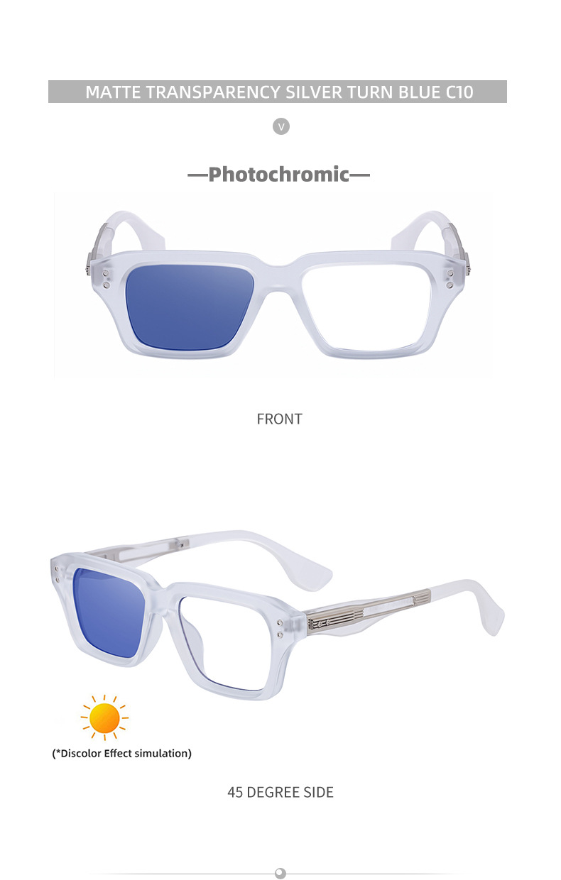 2026 New Men's Chic Square Photochromic Sunglasses. Personalized Outdoor Gear with UV400 Protection Details and Specifications