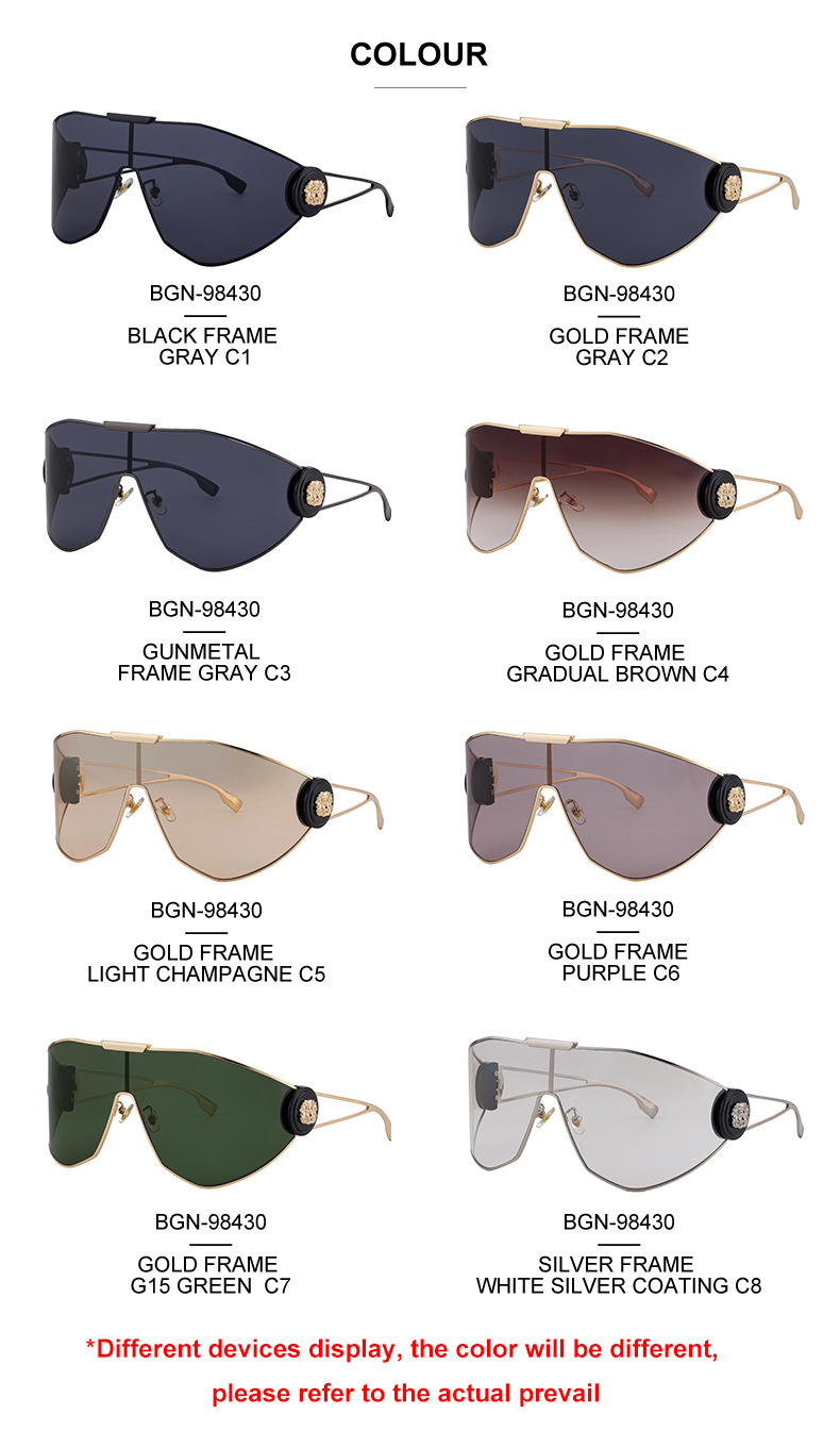 2026 New Chic Women's One-Piece Sports Sunglasses. Full-Frame Design with UV400 Protection for Cycling and Outdoor Adventures. Details and Specifications