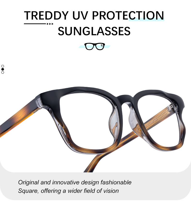 Trendy Women's Square Photochromic Sunglasses – EU/US Style Propionate Frame with Insert Pins for Outdoor UV Protection Details and Specifications