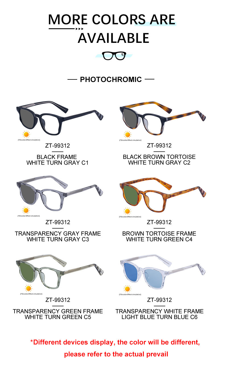 Trendy Women's Square Photochromic Sunglasses – EU/US Style Propionate Frame with Insert Pins for Outdoor UV Protection Details and Specifications