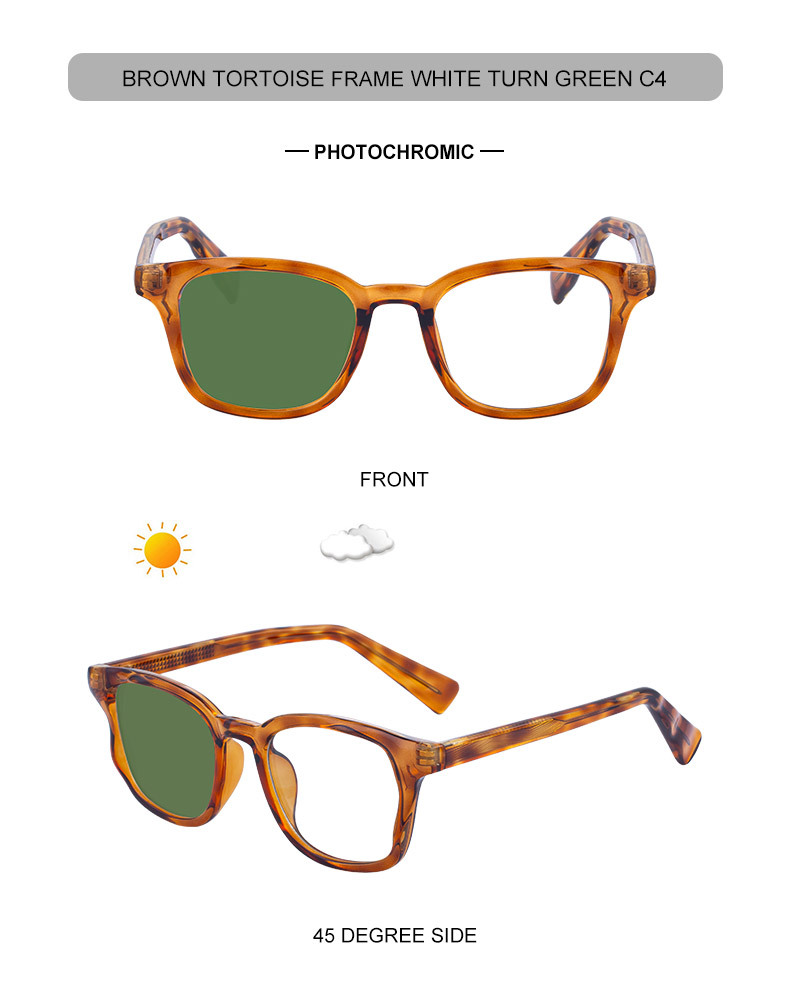 Trendy Women's Square Photochromic Sunglasses – EU/US Style Propionate Frame with Insert Pins for Outdoor UV Protection Details and Specifications