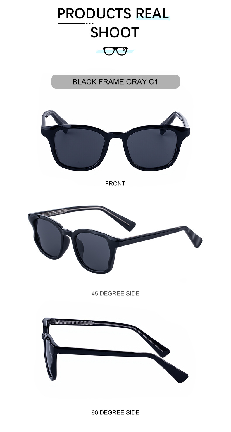 Trendy Women's Square Sunglasses - Unique Versatile Style, Premium Propionate Frame with Signature Pin Temples Details and Specifications