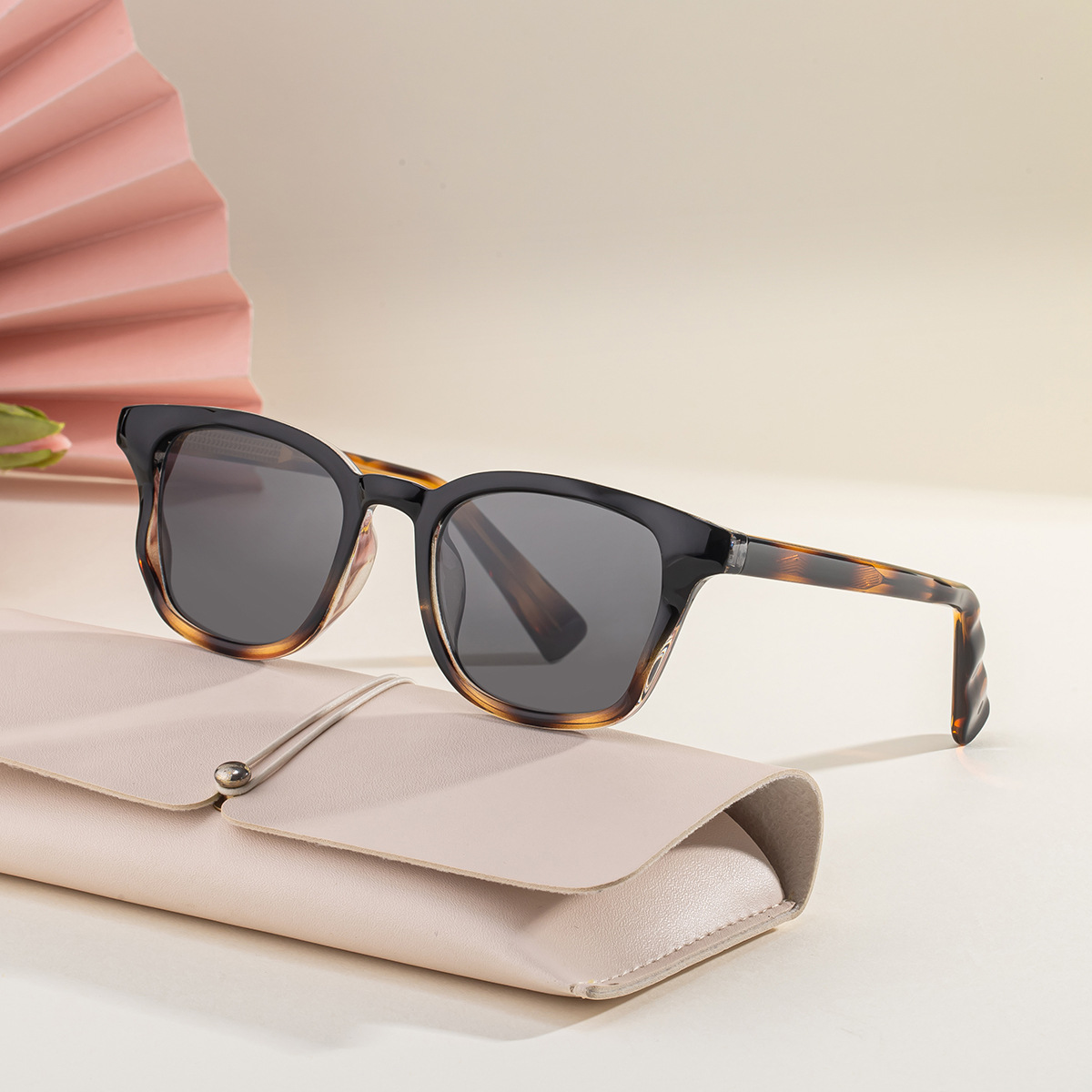 Trendy Women's Square Sunglasses - Unique Versatile Style, Premium Propionate Frame with Signature Pin Temples Custom Eyewear