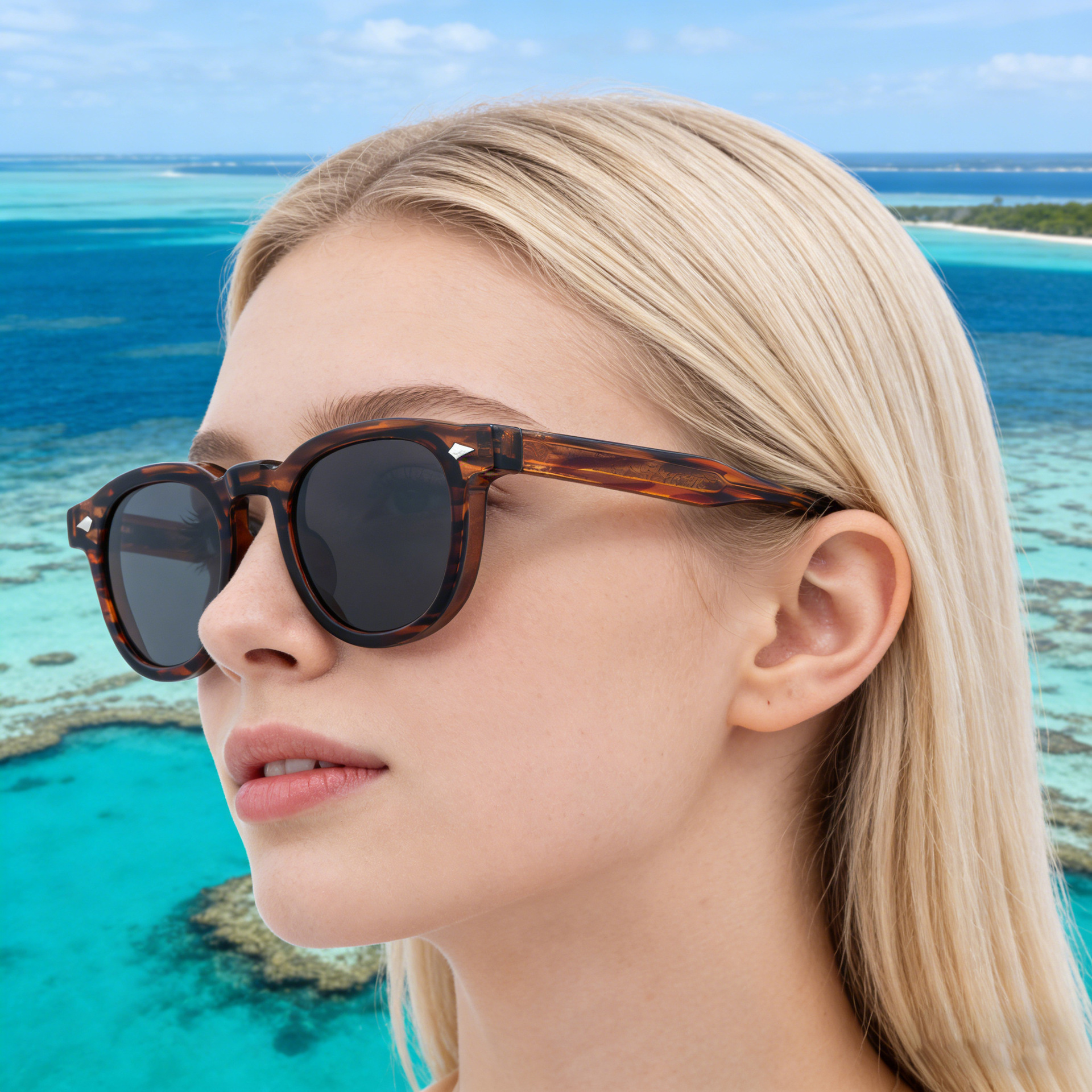 Trendy Women's Oval Sunglasses - Unique Propionate Frame with Metal Pin Temples – Stylish UV400 Sun Protection Details and Specifications