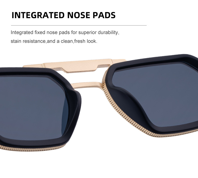Men's Retro Square Sunglasses - Trendy Punk Style, Double Bridge Design & Flexible Spring Temples – Vintage Cool Eyewear Details and Specifications