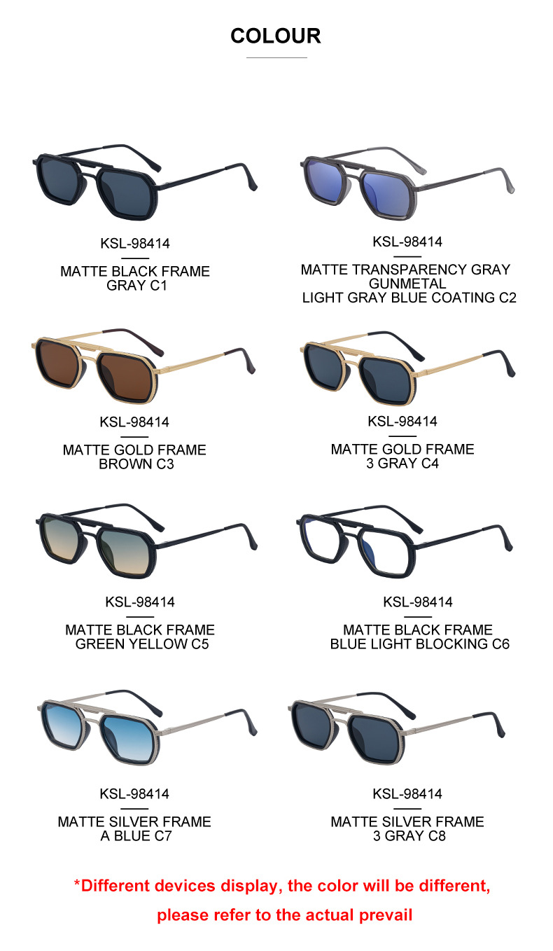 Men's Retro Square Sunglasses - Trendy Punk Style, Double Bridge Design & Flexible Spring Temples – Vintage Cool Eyewear Details and Specifications