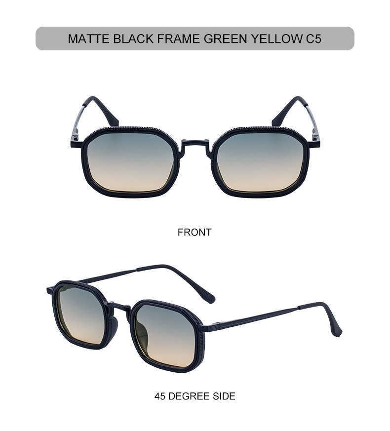 Men's Retro Square Sunglasses - Trendy Unique Style, Flexible Spring Hinge Temples & UV400 Sun Protection for Outdoor Wear Details and Specifications