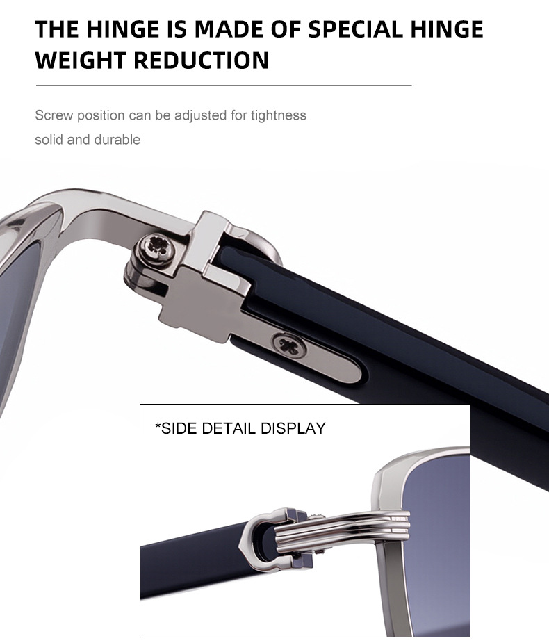 Men's Trendy Square Sunglasses - Stylish Zinc Alloy Frame, Durable & Lightweight with UV400 Protection for Outdoor Activities Details and Specifications