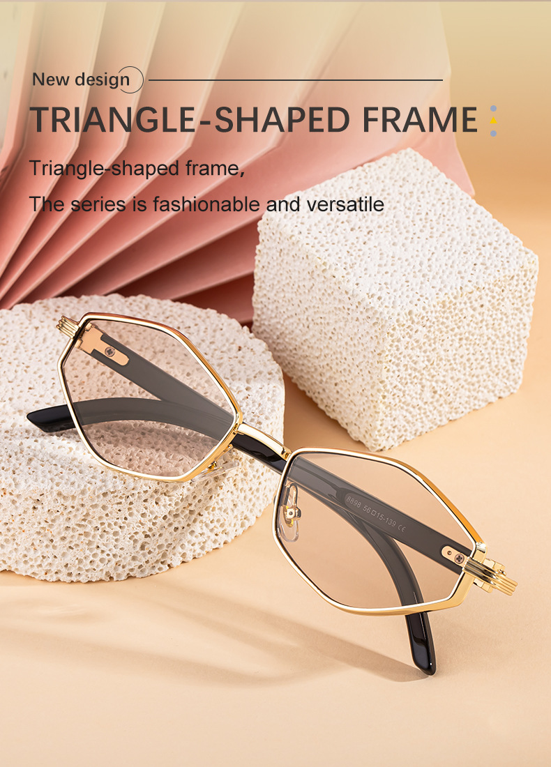 Women's Trendy Polygon Sunglasses - Unique Geometric Metal Frame – Chic Street Style & UV400 Sun Protection Details and Specifications