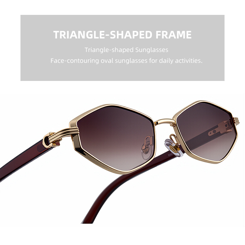 Women's Trendy Polygon Sunglasses - Unique Geometric Metal Frame – Chic Street Style & UV400 Sun Protection Details and Specifications