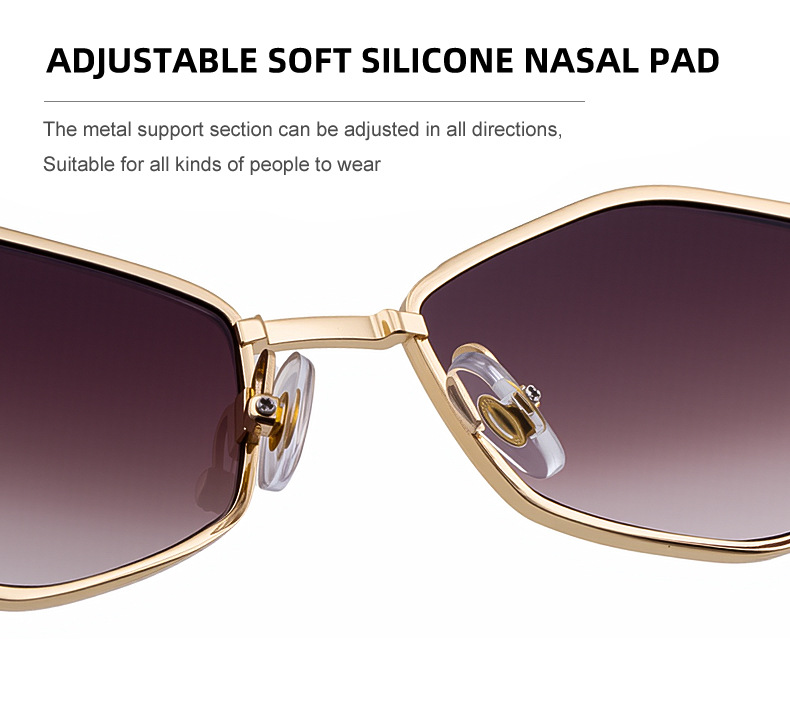 Women's Trendy Polygon Sunglasses - Unique Geometric Metal Frame – Chic Street Style & UV400 Sun Protection Details and Specifications