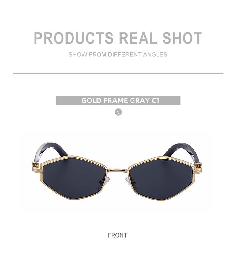 Women's Trendy Polygon Sunglasses - Unique Geometric Metal Frame – Chic Street Style & UV400 Sun Protection Details and Specifications