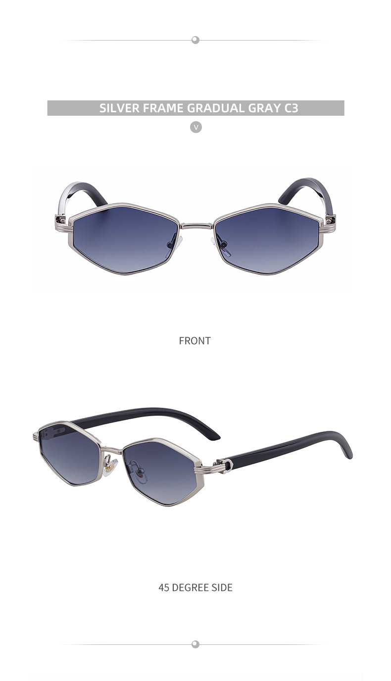 Women's Trendy Polygon Sunglasses - Unique Geometric Metal Frame – Chic Street Style & UV400 Sun Protection Details and Specifications