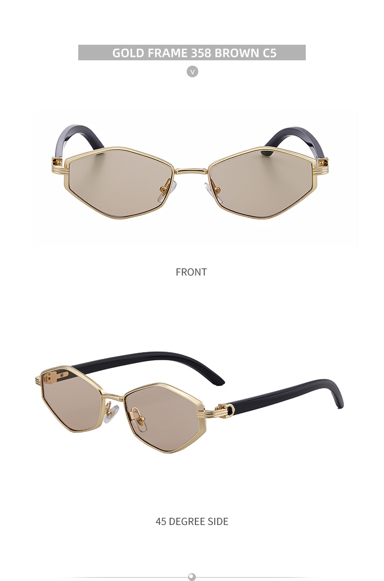 Women's Trendy Polygon Sunglasses - Unique Geometric Metal Frame – Chic Street Style & UV400 Sun Protection Details and Specifications