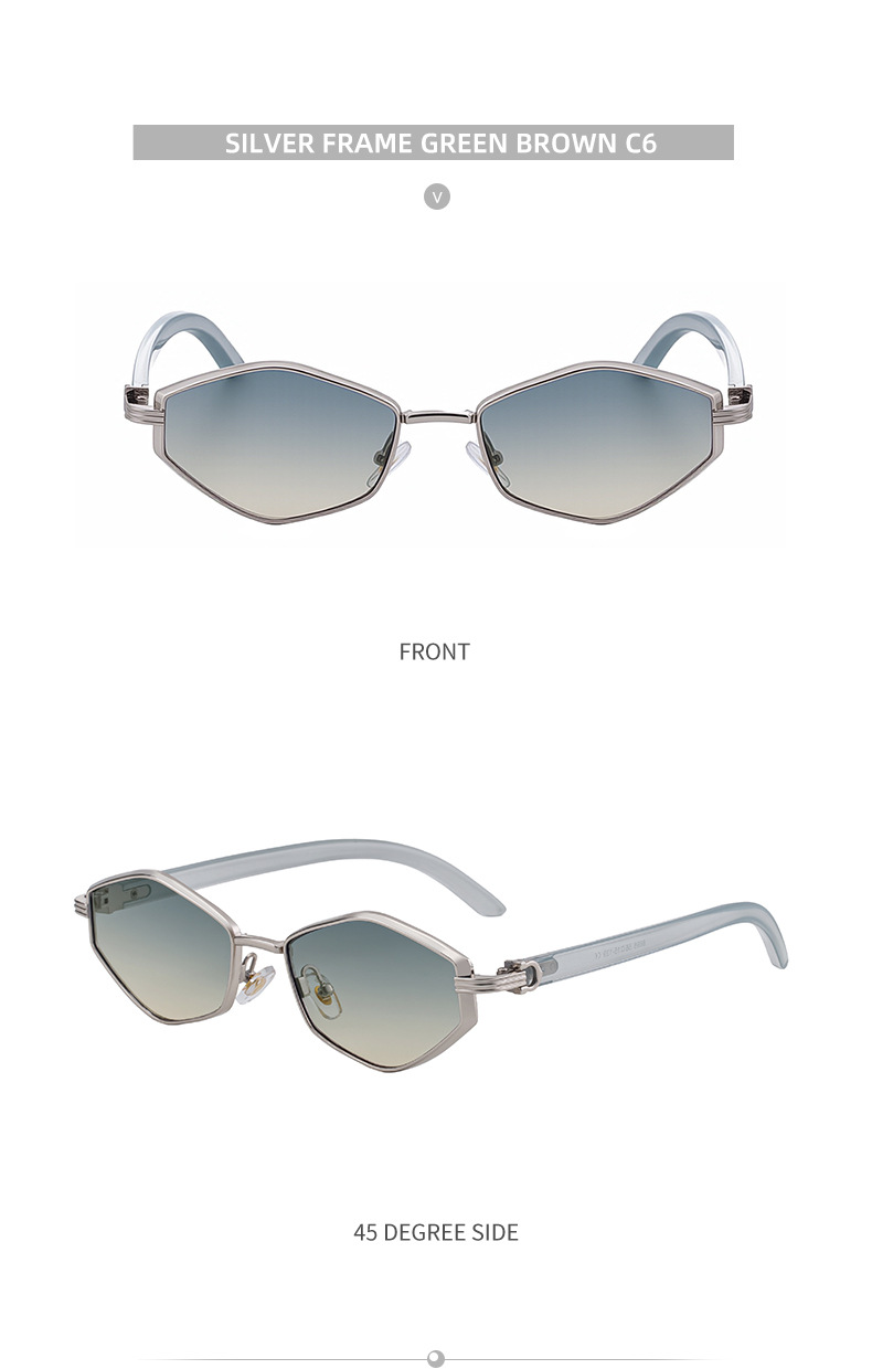 Women's Trendy Polygon Sunglasses - Unique Geometric Metal Frame – Chic Street Style & UV400 Sun Protection Details and Specifications