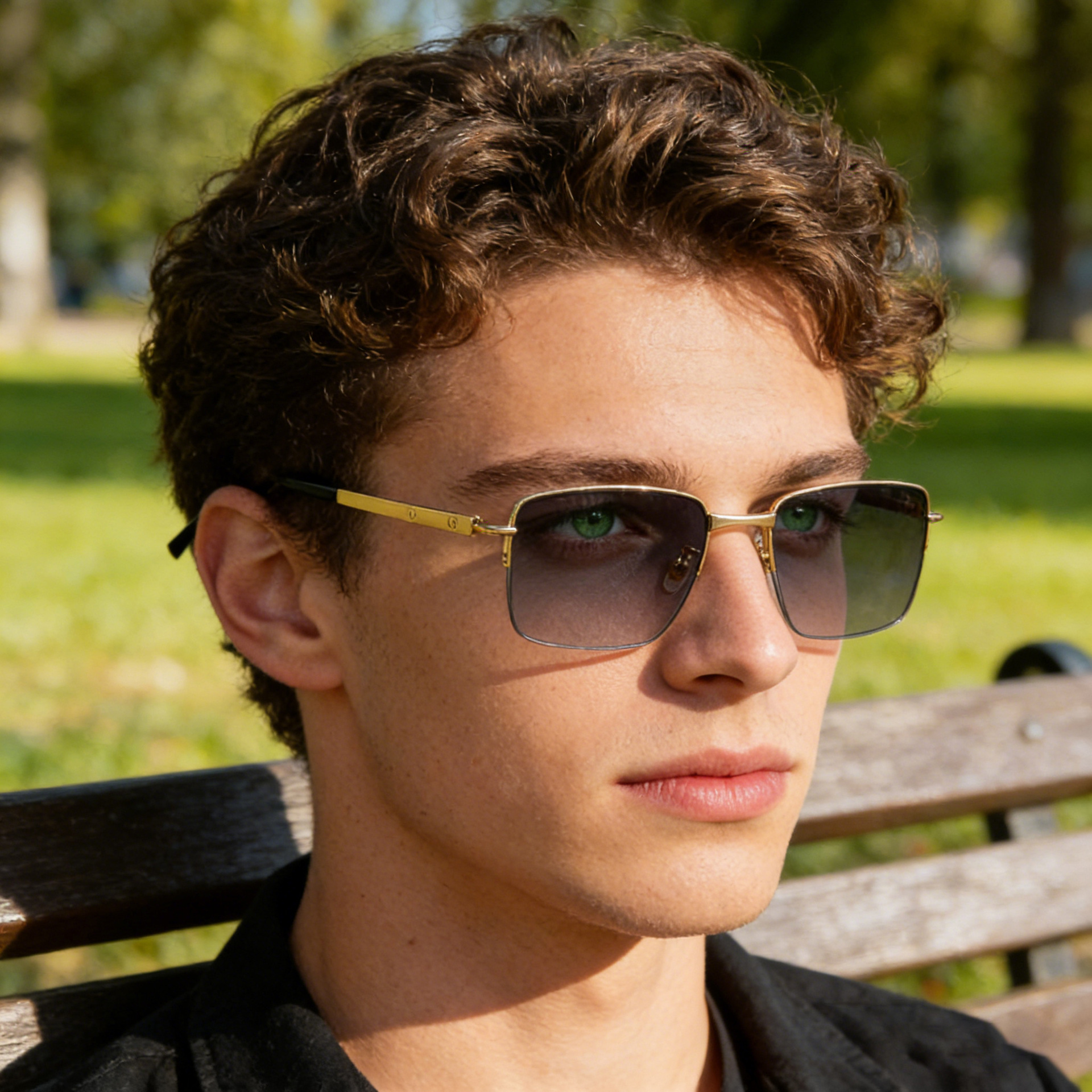 Men's Trendy Square Sunglasses - Unique Metal Frame Design – Stylish Outdoor Sun Protection & UV400 Shades Custom Eyewear