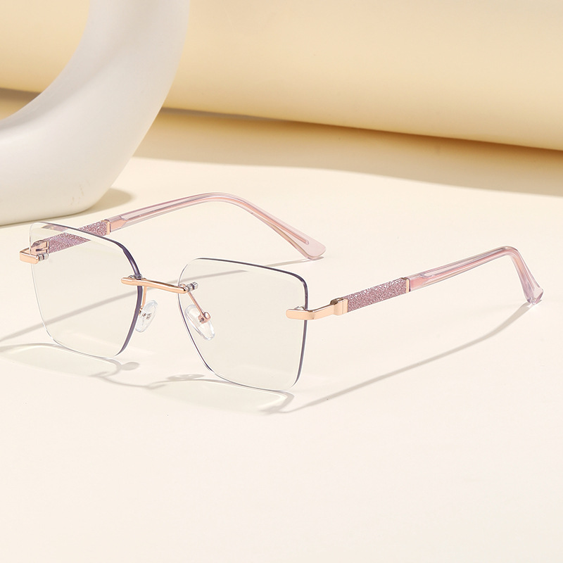 Women's Trendy Square Rimless Photochromic Sunglasses - Thickened Impact-Resistant Lenses with Flexible Spring Hinges – All-Day Comfort & UV Protection Custom Eyewear