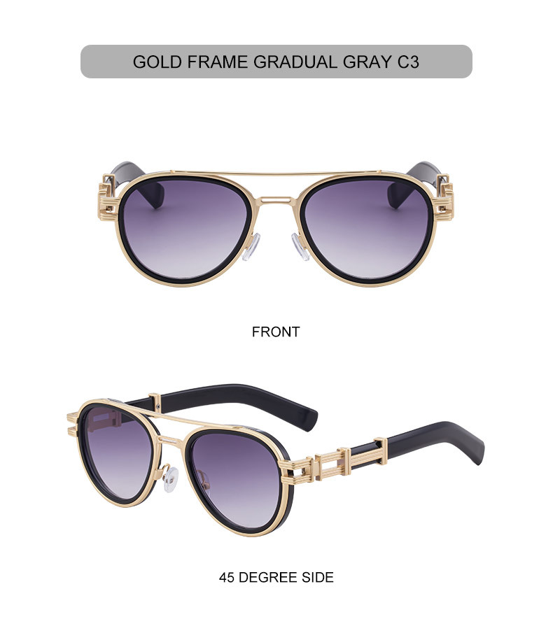 Men's Retro Metal Oval Sunglasses - Stylish Double Bridge Frame – Vintage Sun Protection Eyewear with UV400 Details and Specifications